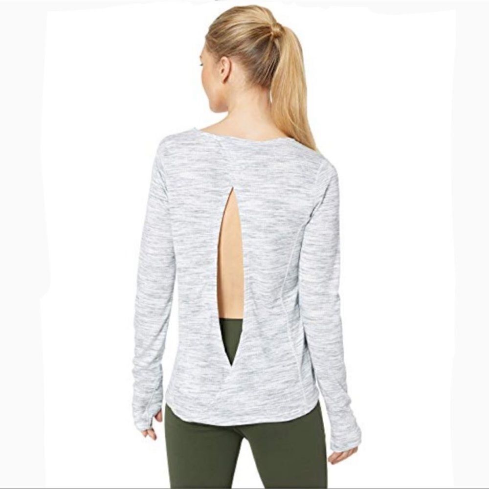 Marmot Taylor Canyon Long Sleeve in Heather Grey White Open Back Shirt Small
